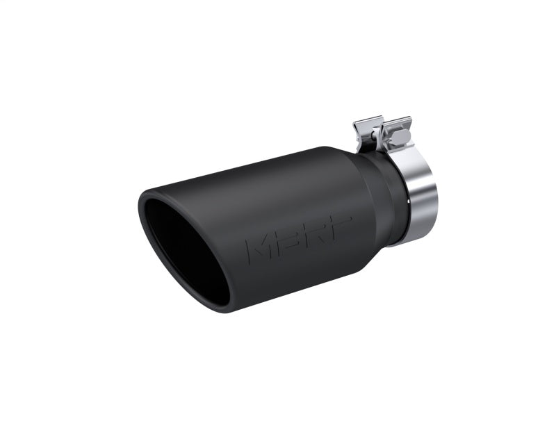 MBRP Universal Tip 4.5in OD / 3.2in Inlet / 10in Length / Angled Cut Rolled End - Black - MBRP PT5196BLK