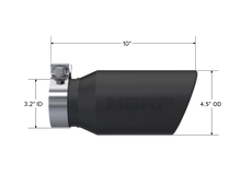 Load image into Gallery viewer, MBRP Universal Tip 4.5in OD / 3.2in Inlet / 10in Length / Angled Cut Rolled End - Black - MBRP PT5196BLK