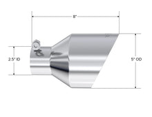 Load image into Gallery viewer, MBRP MBRP T304 SS Tip 2.5in ID, 5in OD Out, 8in Length, Angle Cut, Dual Wall