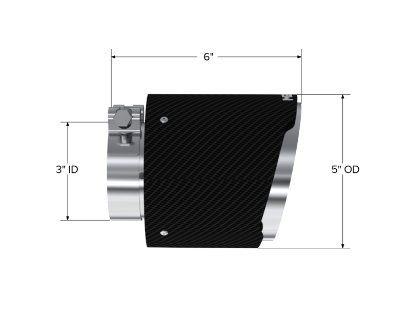 MBRP Universal Carbon Fiber Tip, 3in. ID./5in. OD./ 6.13in L. Angle Cut Dual Wall - Black Ops Auto Works