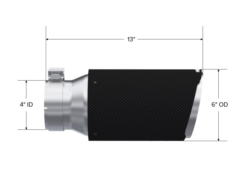 MBRP Universal Carbon Fiber Tip 6in OD/4in Inlet/12in L - Angle Cut Tip MBRP MBRPT5072CF