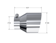 Load image into Gallery viewer, MBRP Universal T304 Stainless Steel Tip, 3in ID / 5in OD Out / 6.5in Length / Angle Cut  Single Wall - Black Ops Auto Works