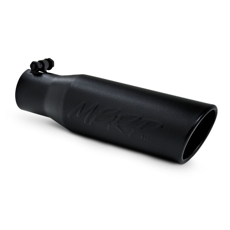 MBRP Universal Tip 3in O.D. Angled Rolled End 2 inlet 12 length - Black Finish - Black Ops Auto Works