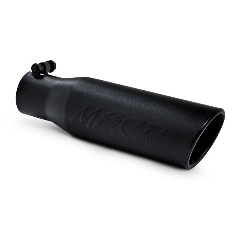 MBRP Universal Tip 3in O.D. Angled Rolled End 2 inlet 12 length - Black Finish - Black Ops Auto Works