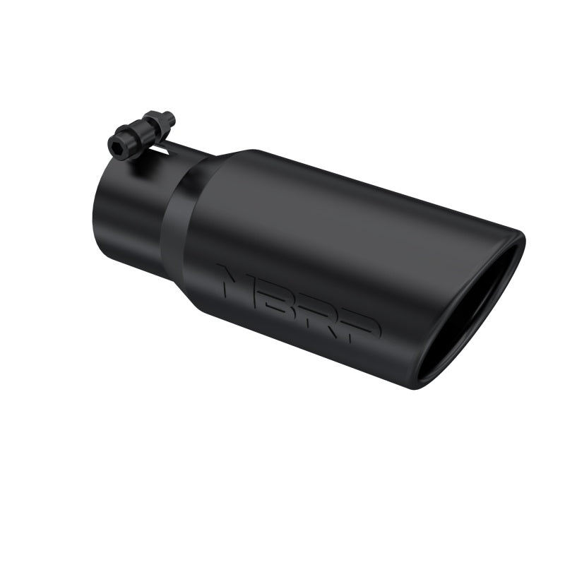 MBRP Universal Tip 4in OD 3in Inlet 10in Length Angled Rolled End Black - Black Ops Auto Works