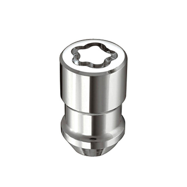 McGard 24537 chrome wheel lock nut set 5pk cone seat M12x1.5 main view with key  