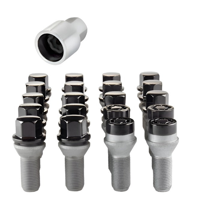 McGard 5 Lug Hex Install Kit w/Locks (Cone Seat Bolt) M14X1.25 / 17mm Hex / 27.5mm Shank L. - Black - Black Ops Auto Works