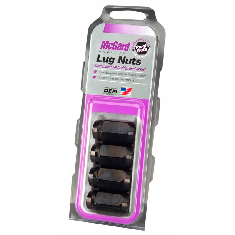 McGard Hex Lug Nut (Cone Seat) 1/2-20 / 13/16 Hex / 1.5in. Length (4-Pack) - Black - Black Ops Auto Works
