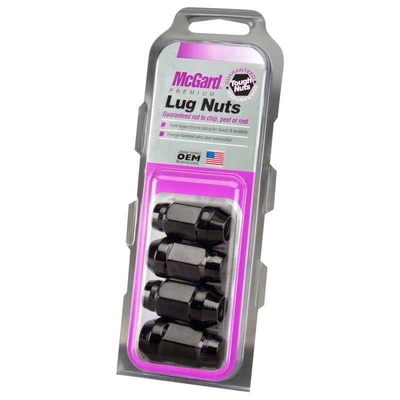 McGard Hex Lug Nut (Cone Seat Bulge Style) 1/2-20 / 3/4 Hex / 1.45in. Length (4-pack) - Black - Black Ops Auto Works