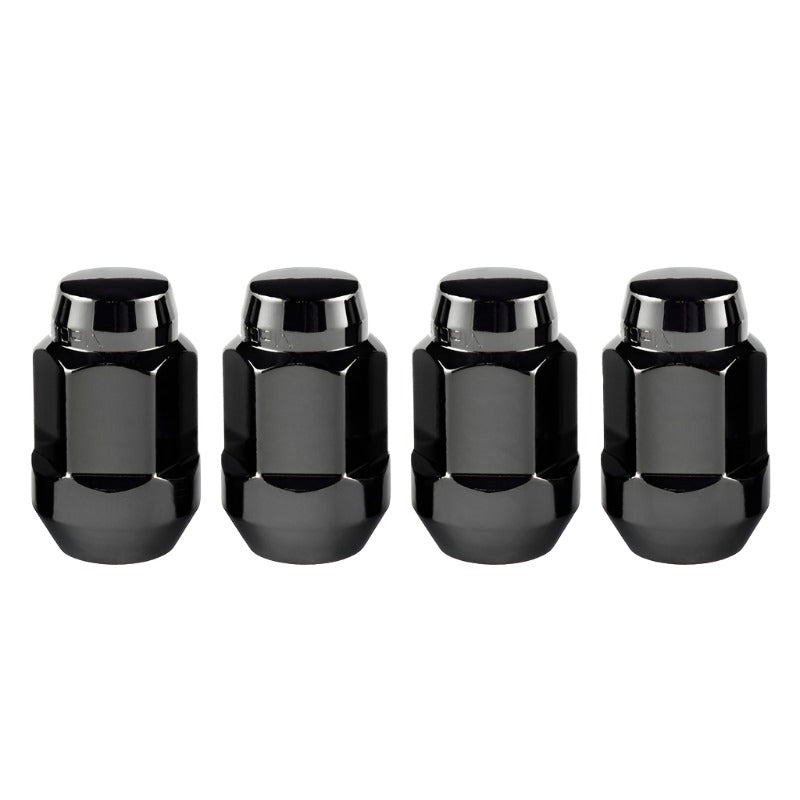 McGard Hex Lug Nut (Cone Seat Bulge Style) M12X1.5 / 3/4 Hex / 1.45in. Length (4-Pack) - Black - Black Ops Auto Works