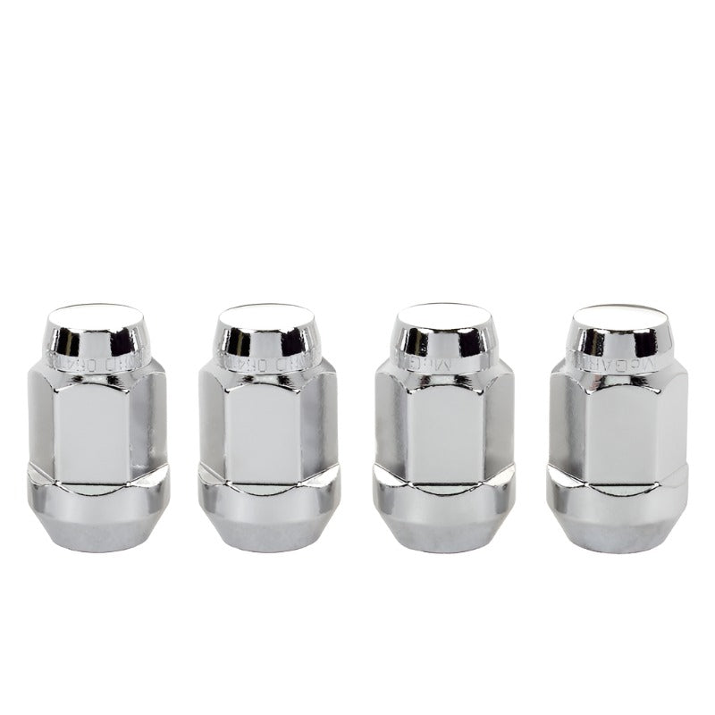 McGard Hex Lug Nut (Cone Seat Bulge Style) M14X1.5 / 22mm Hex / 1.635in. Length (4-Pack) - Chrome - Black Ops Auto Works