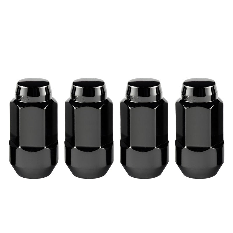 McGard Hex Lug Nut (Cone Seat Bulge Style) M14X1.5 / 22mm Hex / 1.945in. Length (4-Pack) - Black - Black Ops Auto Works