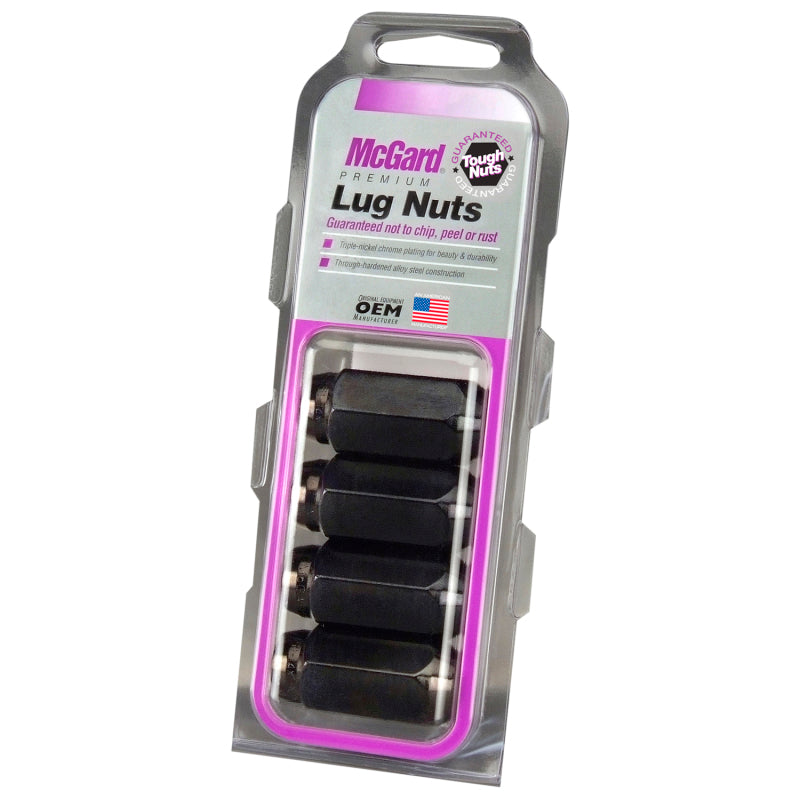 McGard Hex Lug Nut (Cone Seat) M14X1.5 / 22mm Hex / 1.635in. Length (4-Pack) - Black - Black Ops Auto Works