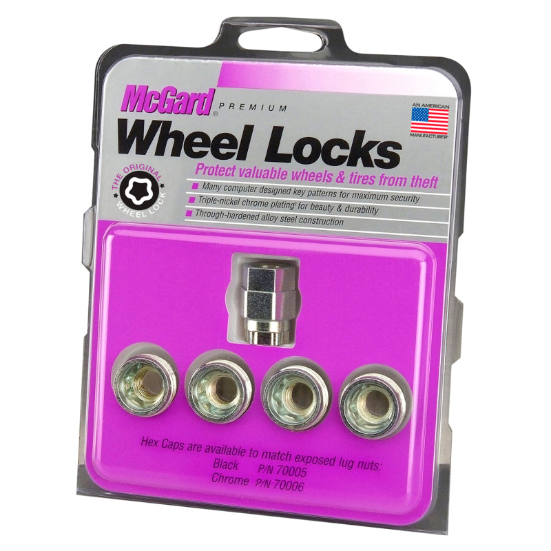 McGard Wheel Lock Nut Set - 4pk. (Under Hub Cap / Cone Seat) M12X1.5 / 19mm & 21mm Hex / .775in. L - McGard 24012