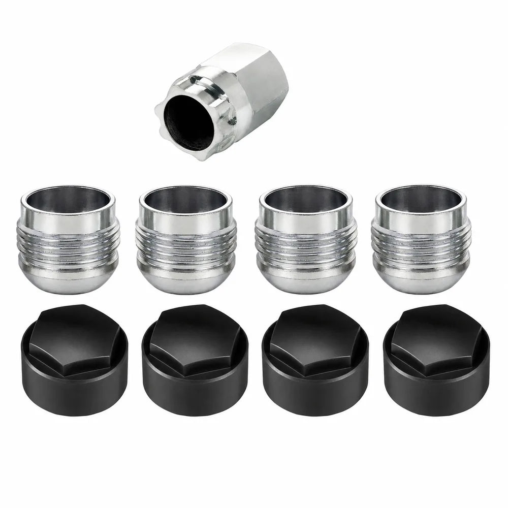 McGard Wheel Lock Nut Set - 4pk. (Under Hub Cap / Radius Seat) M14X1.5 / 19mm Hex / .890in. L w/Caps - McGard 25167
