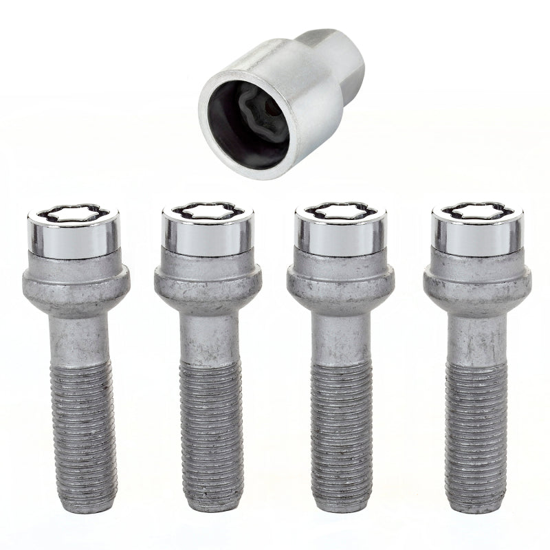 McGard Wheel Lock Bolt Set - 4pk. (Radius Seat) M14X1.5 / 17mm Hex / 45.0mm Shank Length - Chrome - McGard 28017