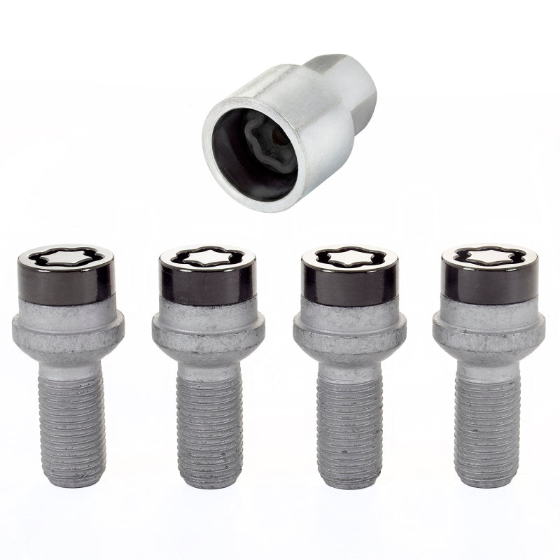McGard Wheel Lock Bolt Set - 4pk. (Radius Seat) M14X1.5 / 17mm Hex / 26.7mm Shank Length - Black - McGard 28318