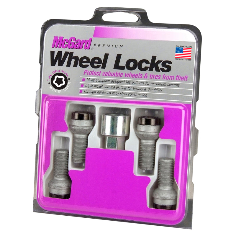 McGard Wheel Lock Bolt Set - 4pk. (Radius Seat) M14X1.5 / 17mm Hex / 26.7mm Shank Length - Black - McGard 28318