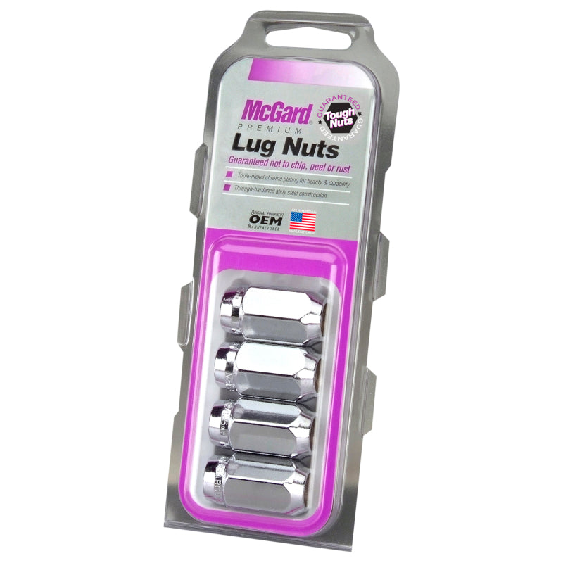 McGard Hex Lug Nut (Cone Seat) M12X1.25 / 13/16 Hex / 1.28in. Length (4-Pack) - Chrome - McGard 64003