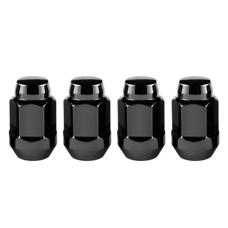 McGard Hex Lug Nut (Cone Seat Bulge Style) M14X1.5 / 22mm Hex / 1.635in. Length (4-Pack) - Black - McGard 64074