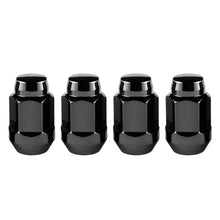 Load image into Gallery viewer, McGard Hex Lug Nut (Cone Seat Bulge Style) M14X1.5 / 22mm Hex / 1.635in. Length (4-Pack) - Black - McGard 64074