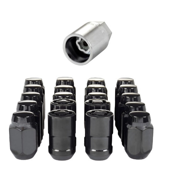 McGard 5 Lug Hex Install Kit w/Locks (Cone Seat Nut) M12X1.5 / 13/16 Hex / 1.5in. Length - Black - McGard 84558