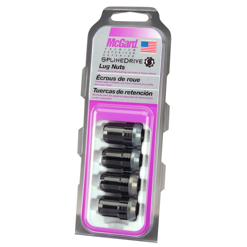 McGard SplineDrive Lug Nut (Cone Seat) M12X1.25 / 1.24in. Length (4-Pack) - Black (Req. Tool) - Black Ops Auto Works
