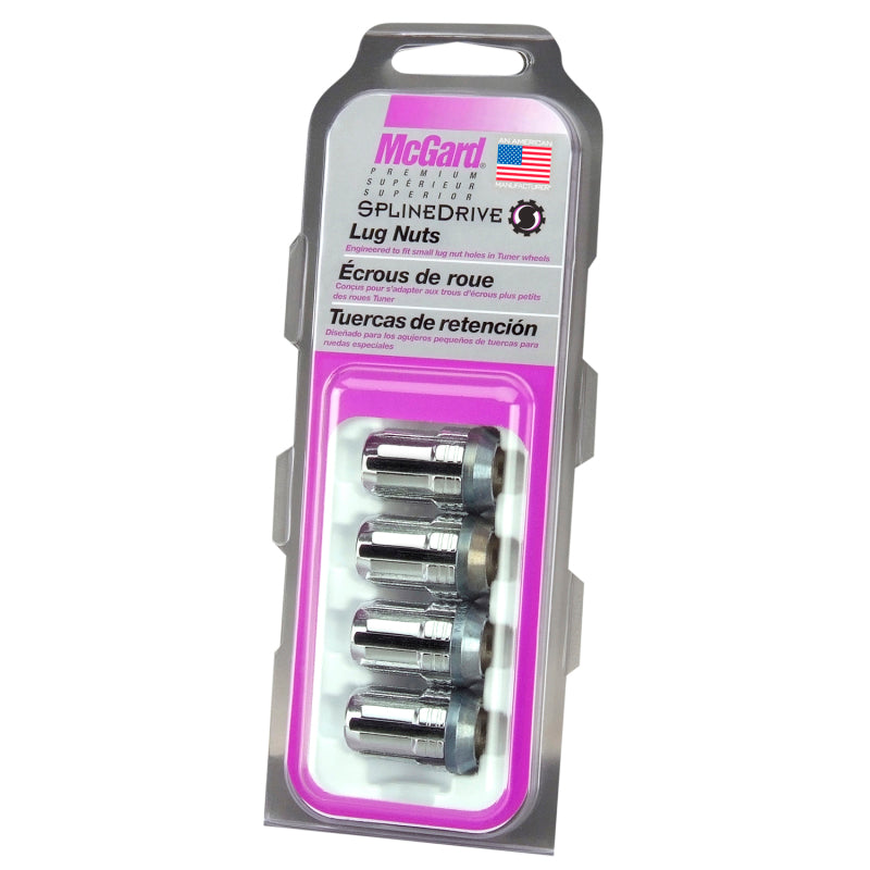 McGard SplineDrive Lug Nut (Cone Seat) M12X1.5 / 1.24in. Length (4-Pack) - Chrome (Req. Tool) - Black Ops Auto Works