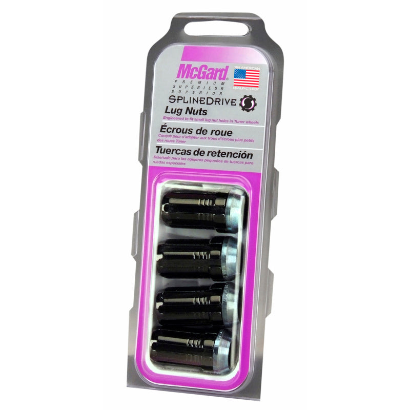 McGard SplineDrive Lug Nut (Cone Seat) M14X1.5 / 1.935in. Length (4-Pack) - Black (Req. Tool) - Black Ops Auto Works
