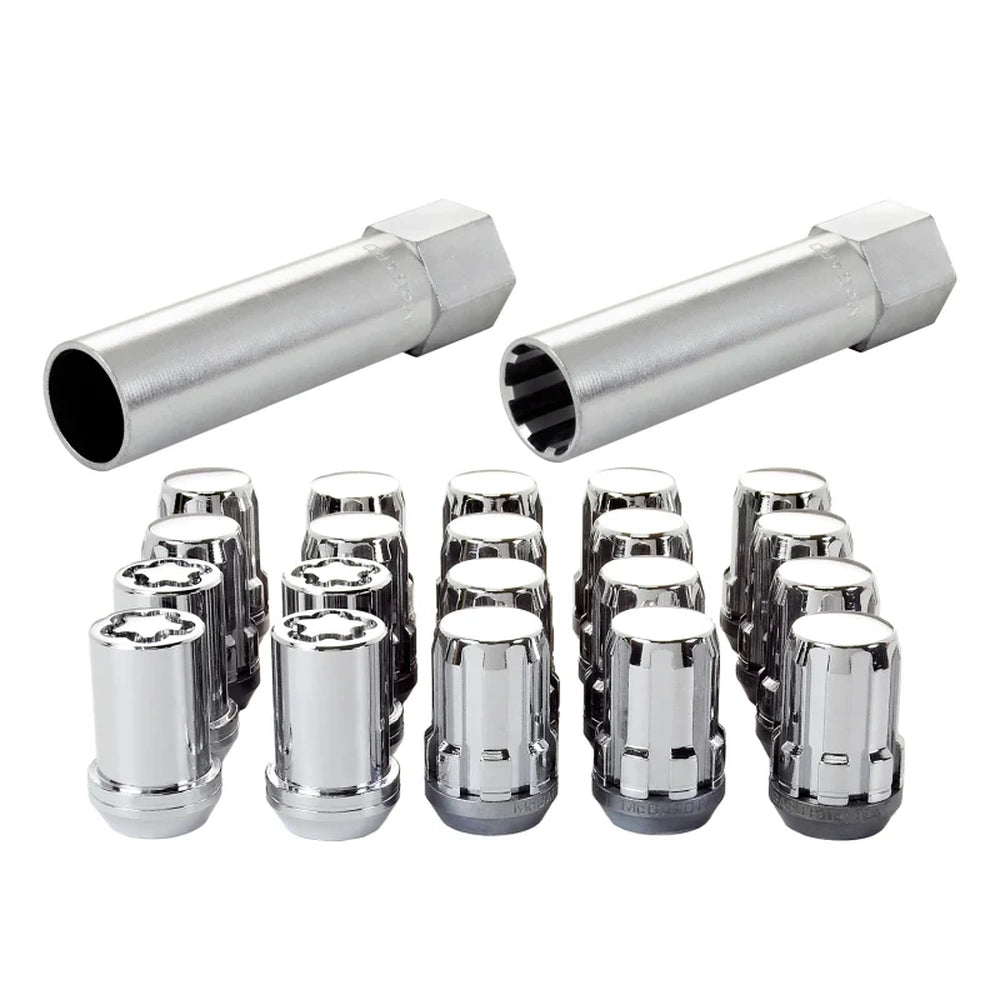 McGard SplineDrive Tuner 5 Lug Install Kit w/Locks & Tool (Cone) M12x1.5 / 13/16 Hex - Chrome (CS) - McGard 65557CN