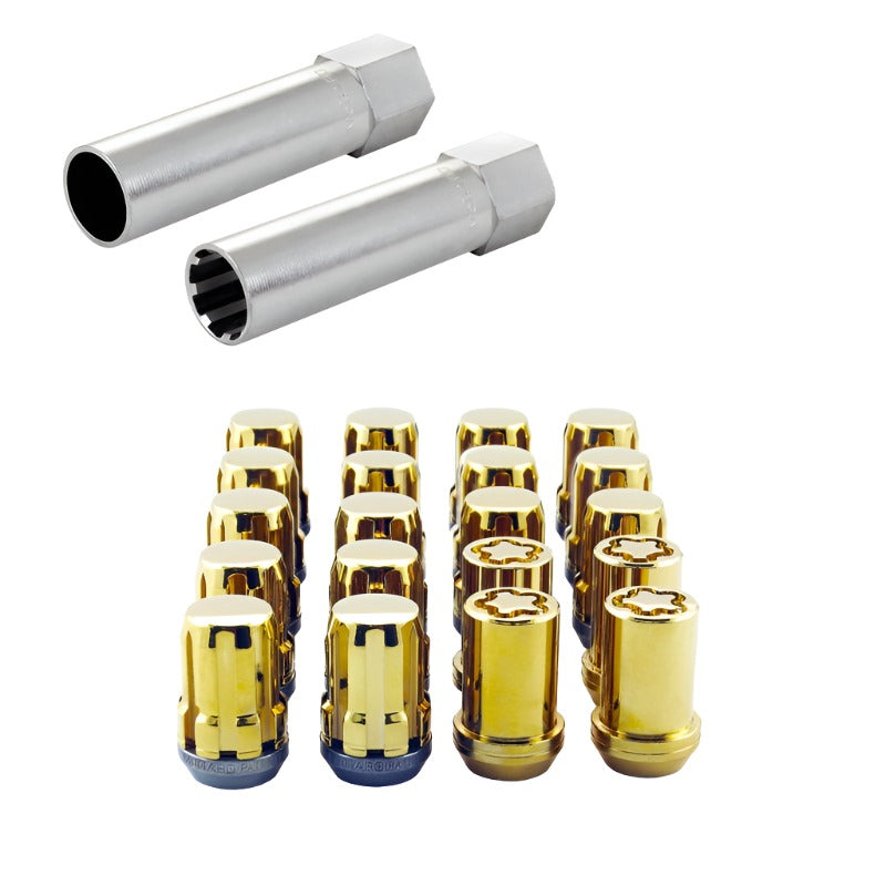 McGard SplineDrive Tuner 5 Lug Install Kit w/Locks & Tool (Cone) M12X1.25 / 13/16 Hex - Gold - Black Ops Auto Works