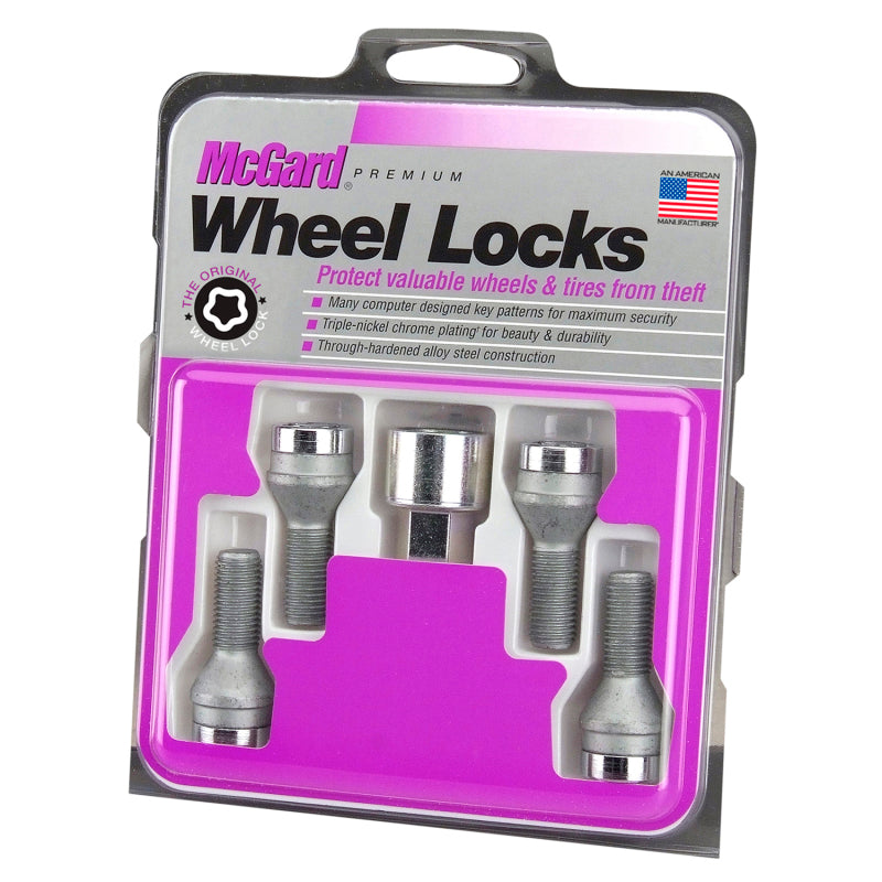 McGard Wheel Lock Bolt Set - 4pk. (Cone Seat) M12X1.5 / 17mm Hex / 25.5mm Shank Length - Chrome - Black Ops Auto Works