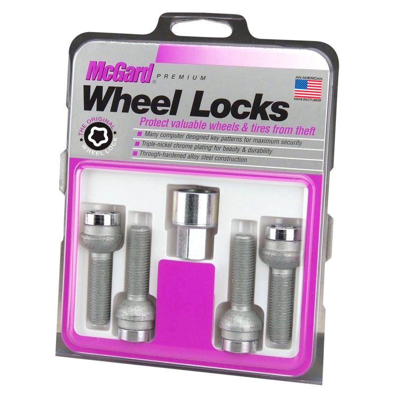 McGard Wheel Lock Bolt Set - 4pk. (Radius Seat) M14X1.5 / 17mm Hex / 26.7mm Shank Length - Chrome - Black Ops Auto Works
