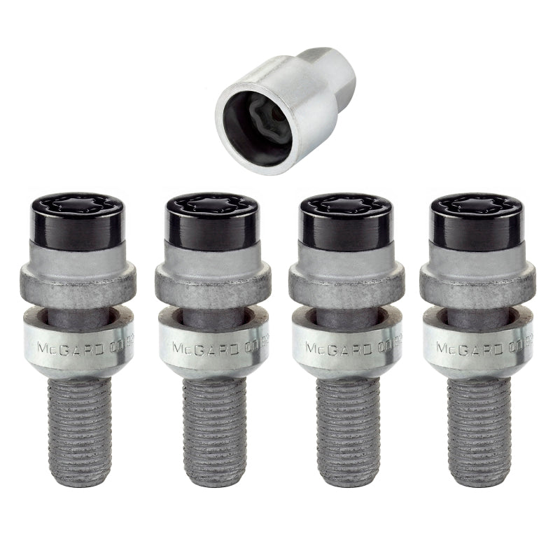 McGard Wheel Lock Bolt Set - 4pk. (Radius Seat) M14X1.5 / 17mm Hex / 28.2mm Shank Length - Black - Black Ops Auto Works