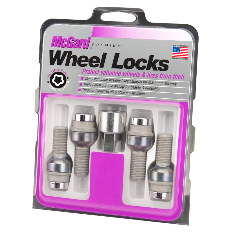 McGard Wheel Lock Bolt Set - 4pk. (Radius Seat) M14X1.5 / 17mm Hex / 28.2mm Shank Length - Chrome - Black Ops Auto Works