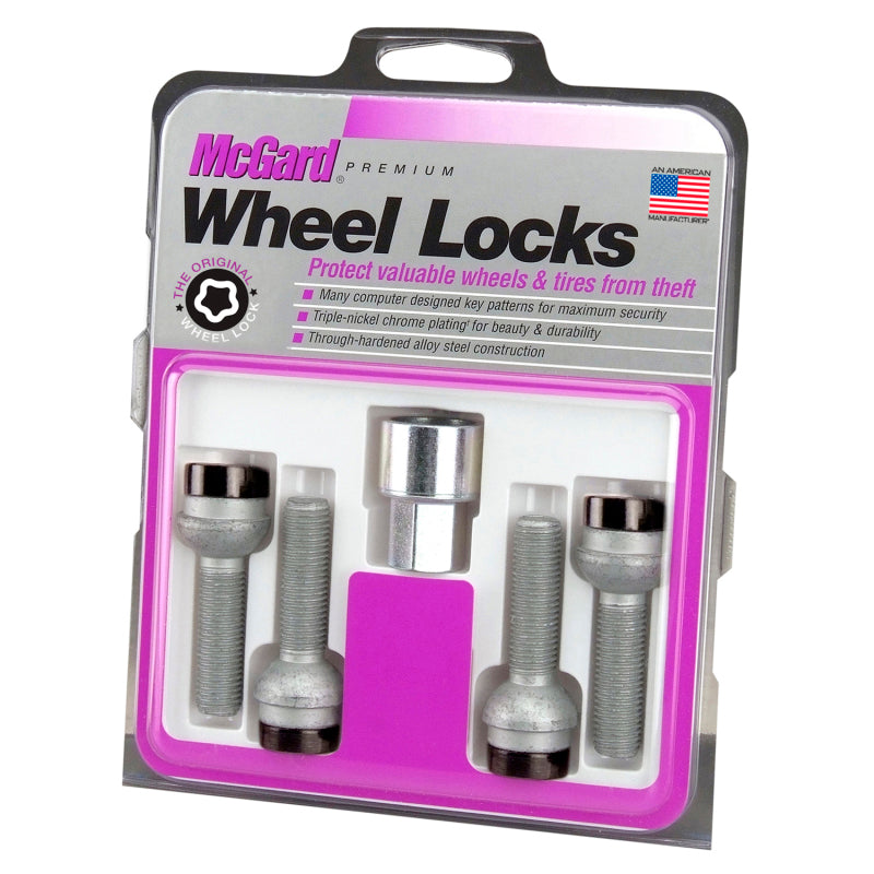 McGard Wheel Lock Bolt Set - 4pk. (Radius Seat) M14X1.5 / 17mm Hex / 45.0mm Shank Length - Black - Black Ops Auto Works