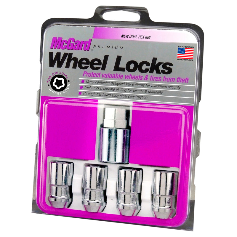 McGard Wheel Lock Nut Set - 4pk. (Cone Seat) 1/2-20 / 3/4 & 13/16 Dual Hex / 1.66in. Length - Chrome - Black Ops Auto Works