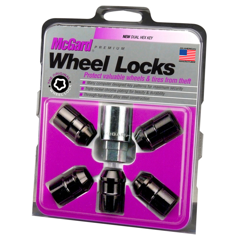 McGard Wheel Lock Nut Set - 5pk. (Cone Seat) 1/2-20 / 3/4 &13/16 Dual Hex / 1.46in. Length - Black - Black Ops Auto Works