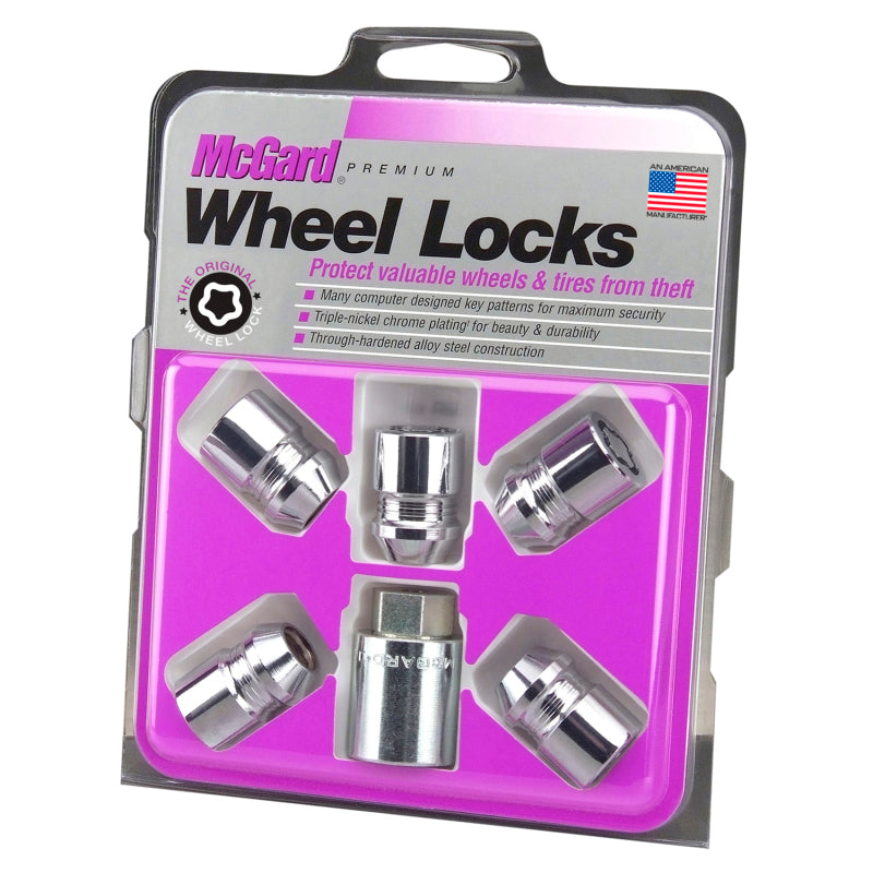 McGard Wheel Lock Nut Set - 5pk. (Cone Seat) M12X1.5 / 13/16 Hex / 1.28in. Length - Chrome - Black Ops Auto Works