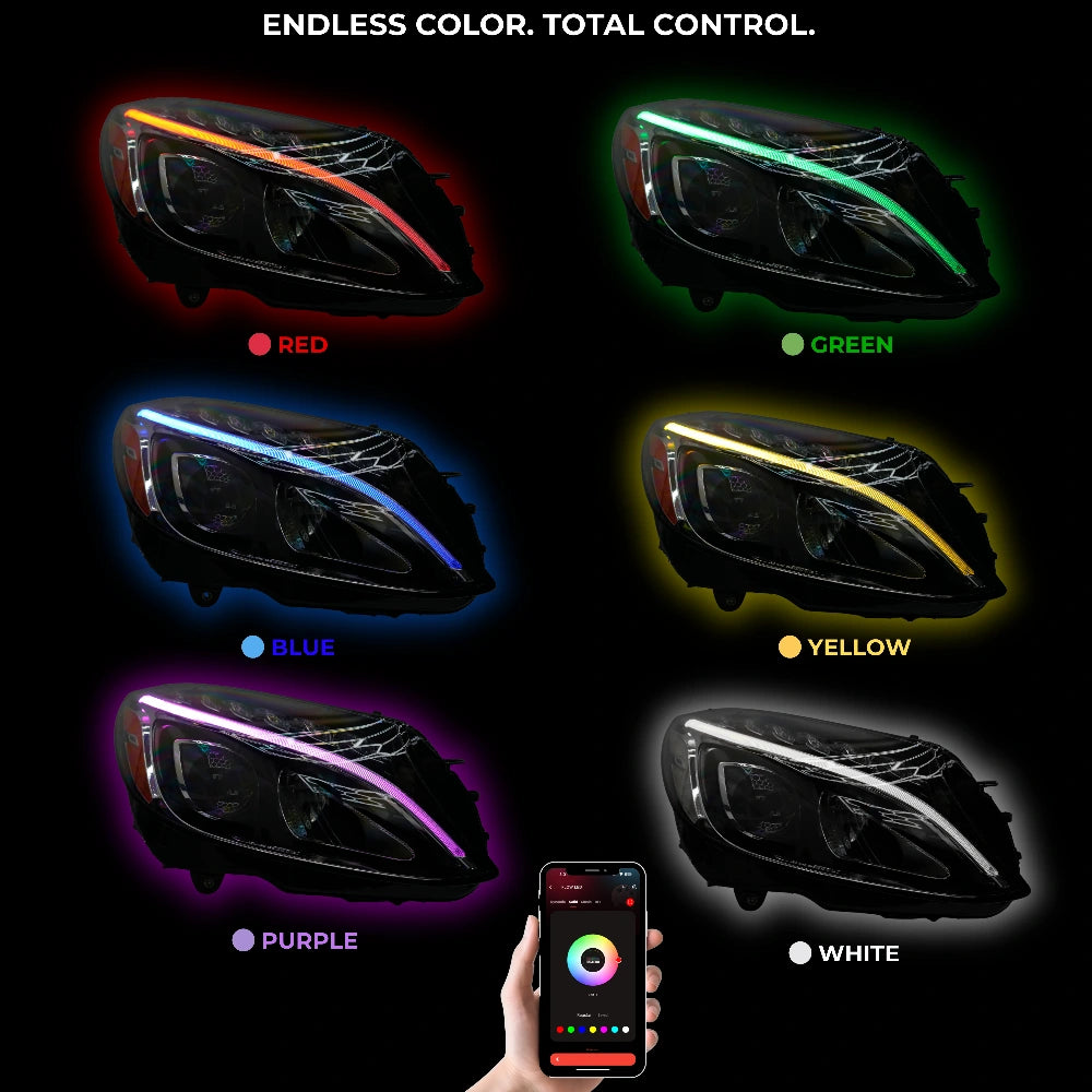 RGB Halo Kits Mercedes Benz C-Class RGBW Multicolor DRL Boards (2015-2023)