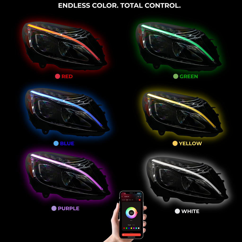 RGB Halo Kits Mercedes Benz C-Class RGBW Multicolor DRL Boards (2015-2023)