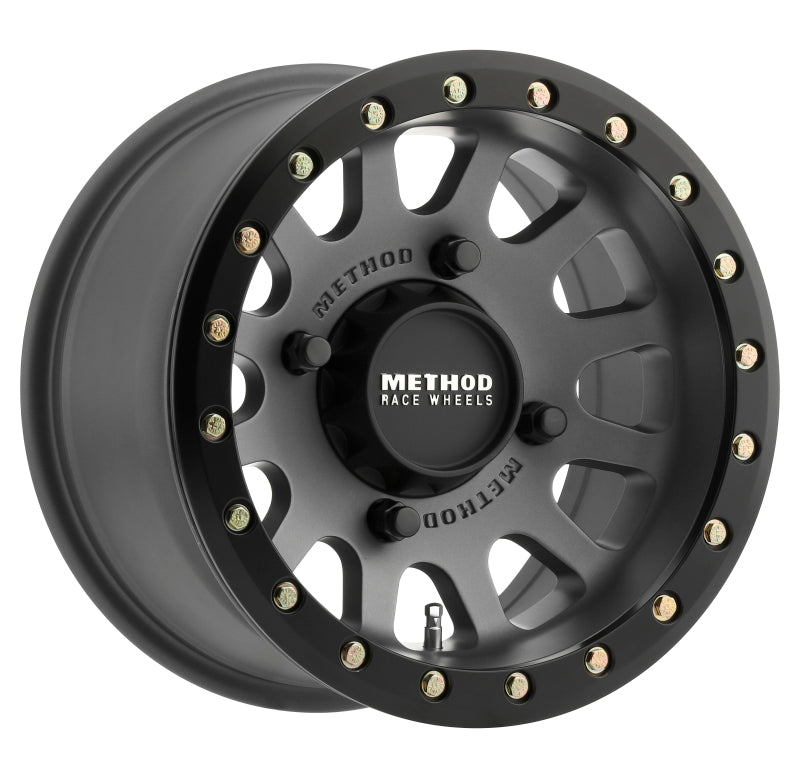 Method Wheels Method MR401 UTV Beadlock 15x7 / 4+3/13mm Offset / 4x136 / 106mm CB Titanium Wheel- Matte Black Ring