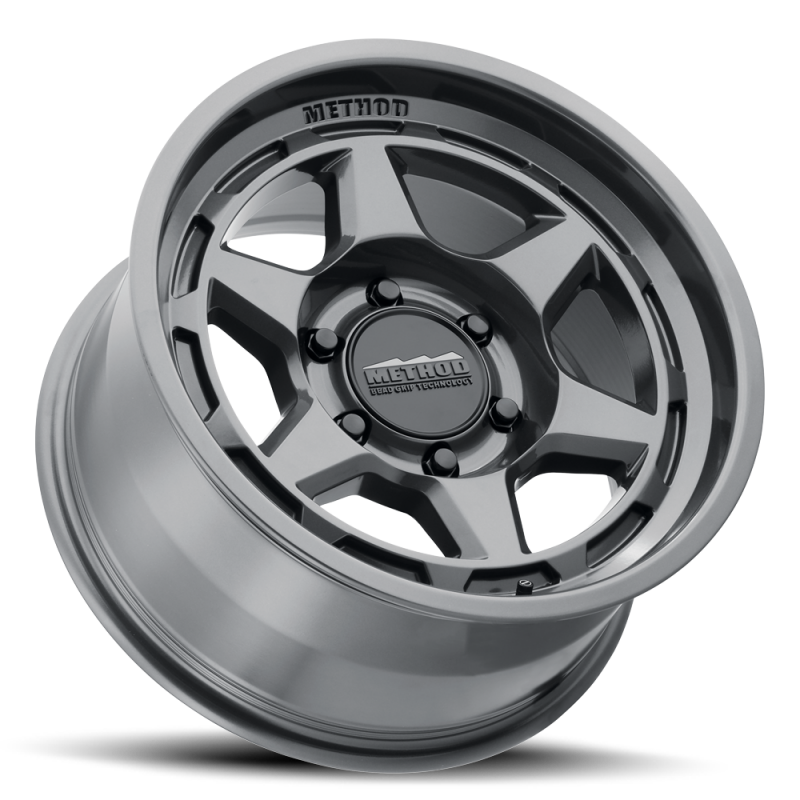 Method MR708 gloss titanium wheel, angled view showing barrel depth and lip