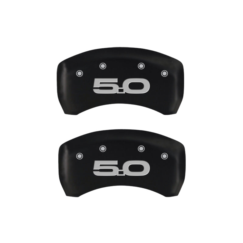 MGP 4 Caliper Covers Engraved Front 2015/Mustang Engraved Rear 2015/50 Red finish silver ch - Black Ops Auto Works