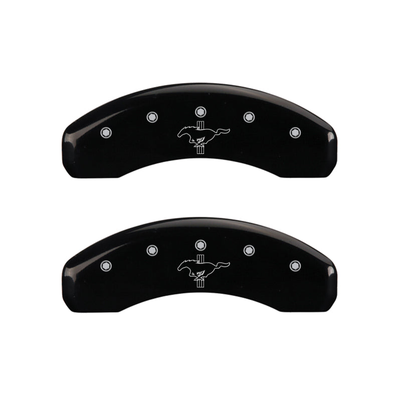 MGP 4 Caliper Covers Engraved Front 2015/Mustang Engraved Rear 2015/Bar & Pony Black finish slvr ch - Black Ops Auto Works