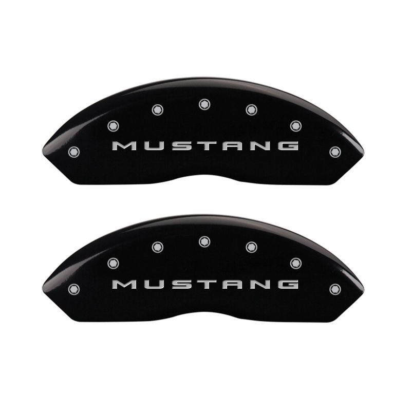 MGP 4 Caliper Covers Engraved Front 2015/Mustang Engraved Rear 2015/Bar & Pony Black finish slvr ch - Black Ops Auto Works