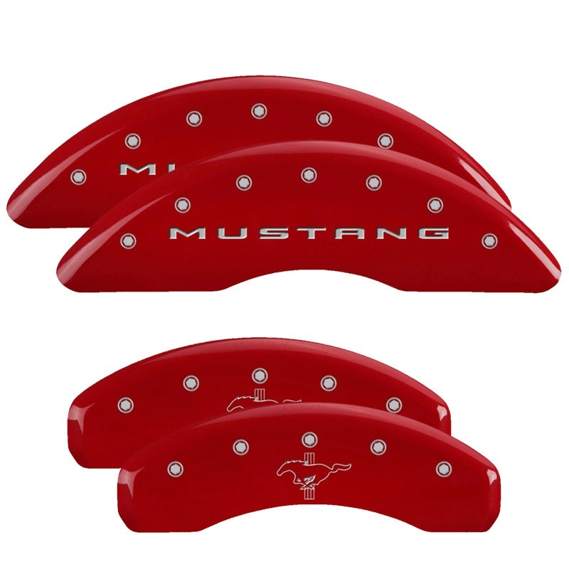 MGP 4 Caliper Covers Engraved Front 2015/Mustang Engraved Rear 2015/Bar & Pony Red/Silve 19in. Min - Black Ops Auto Works