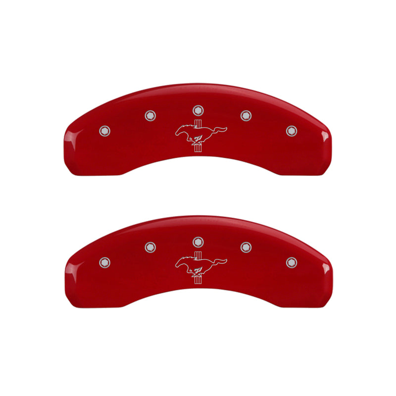 MGP 4 Caliper Covers Engraved Front 2015/Mustang Engraved Rear 2015/Bar & Pony Red/Silve 19in. Min - Black Ops Auto Works