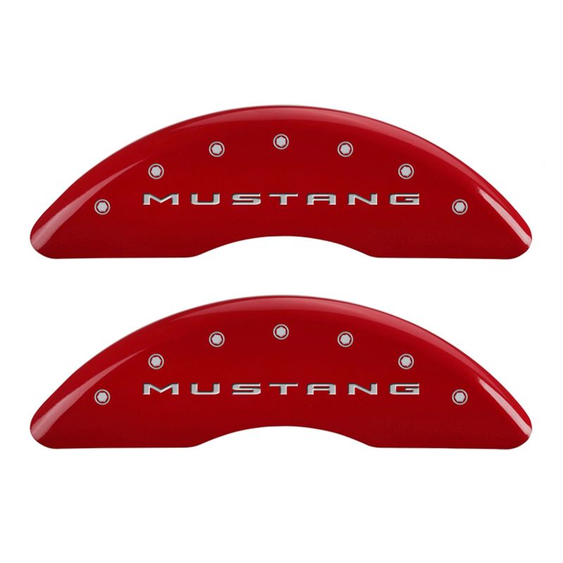 MGP 4 Caliper Covers Engraved Front 2015/Mustang Engraved Rear 2015/GT Red finish silver ch - Black Ops Auto Works