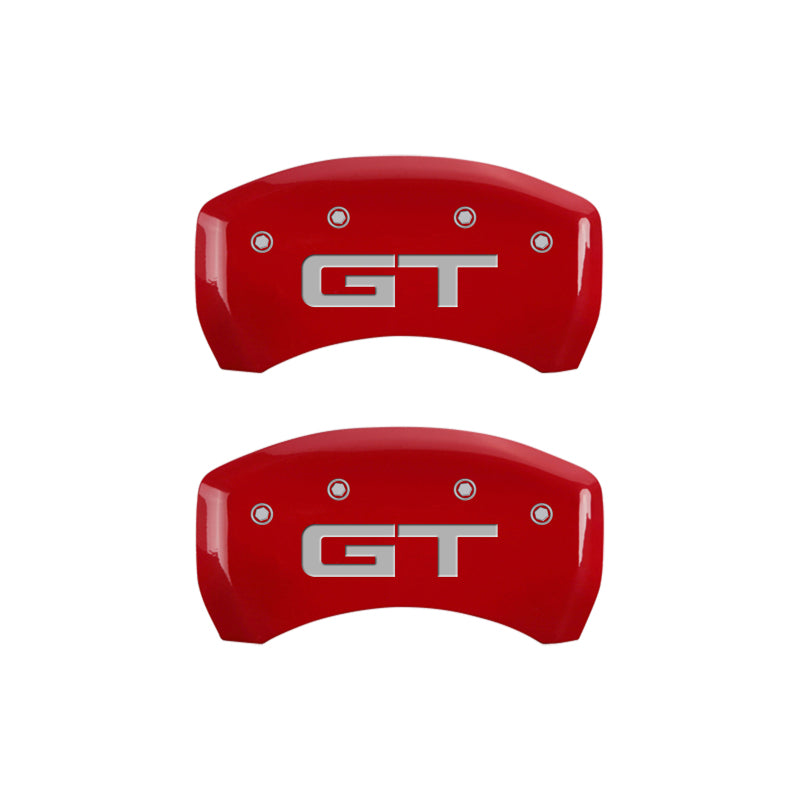 MGP 4 Caliper Covers Engraved Front 2015/Mustang Engraved Rear 2015/GT Red finish silver ch - Black Ops Auto Works